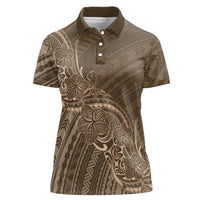 Brown Polynesia Plumeria Tattoo Women Polo Shirt LT14 Female Brown - Polynesian Pride