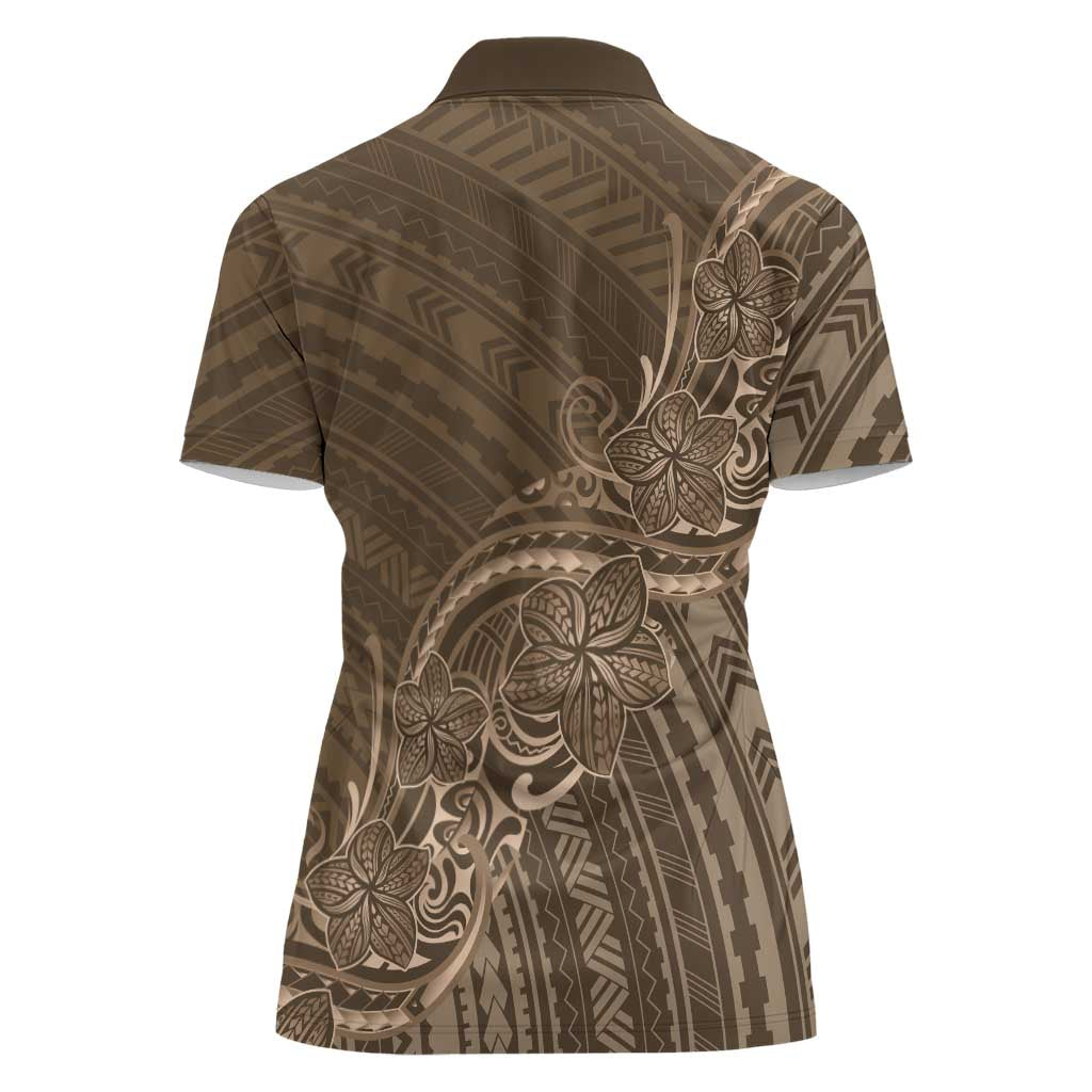 Brown Polynesia Plumeria Tattoo Women Polo Shirt LT14 - Polynesian Pride