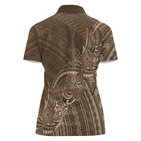Brown Polynesia Plumeria Tattoo Women Polo Shirt LT14 - Polynesian Pride