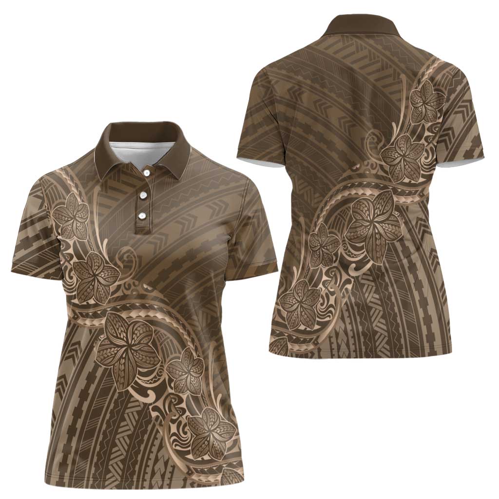 Brown Polynesia Plumeria Tattoo Women Polo Shirt LT14 - Polynesian Pride