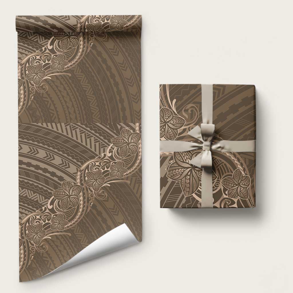 Brown Polynesia Plumeria Tattoo Wrapping Paper LT14 58" × 23" Brown - Polynesian Pride