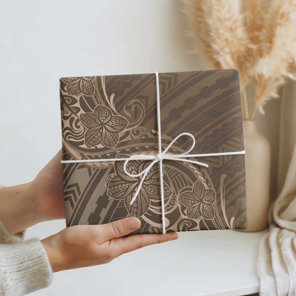 Brown Polynesia Plumeria Tattoo Wrapping Paper LT14 - Polynesian Pride