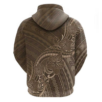 Brown Polynesia Plumeria Tattoo Zip Hoodie LT14 - Polynesian Pride