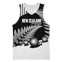 Custom New Zealand Silver Fern Petanque Basketball Jersey Aotearoa Maori Pattern