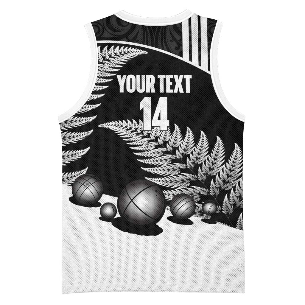 Custom New Zealand Silver Fern Petanque Basketball Jersey Aotearoa Maori Pattern