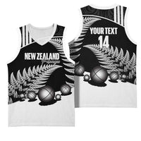 Custom New Zealand Silver Fern Petanque Basketball Jersey Aotearoa Maori Pattern