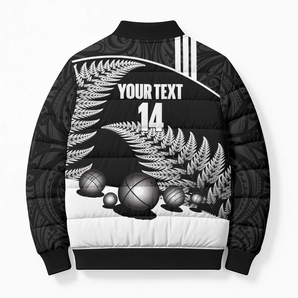 Custom New Zealand Silver Fern Petanque Bomber Puffer Jacket Aotearoa Maori Pattern LT14 - Polynesian Pride