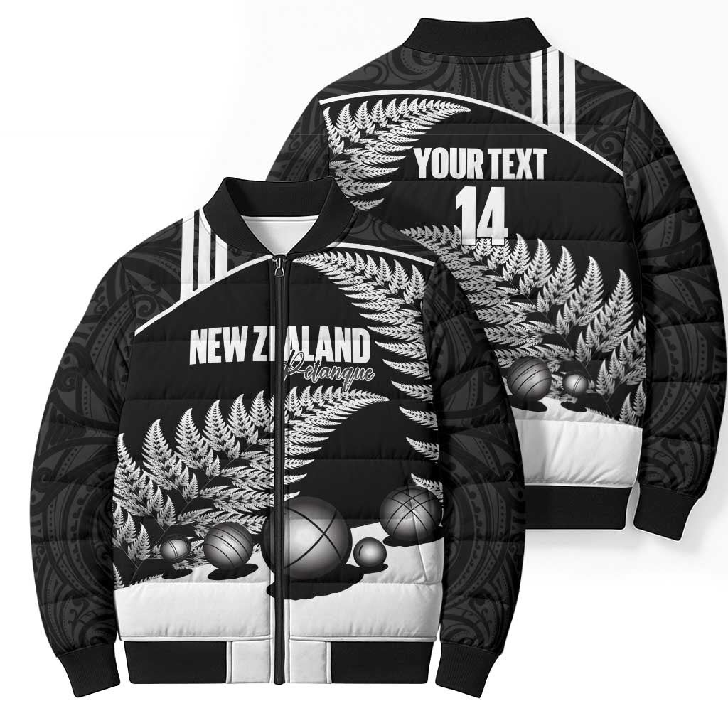 Custom New Zealand Silver Fern Petanque Bomber Puffer Jacket Aotearoa Maori Pattern LT14 - Polynesian Pride