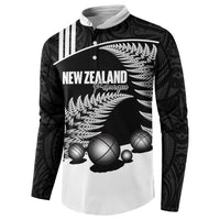 Custom New Zealand Silver Fern Petanque Button Sweatshirt Aotearoa Maori Pattern LT14 - Polynesian Pride