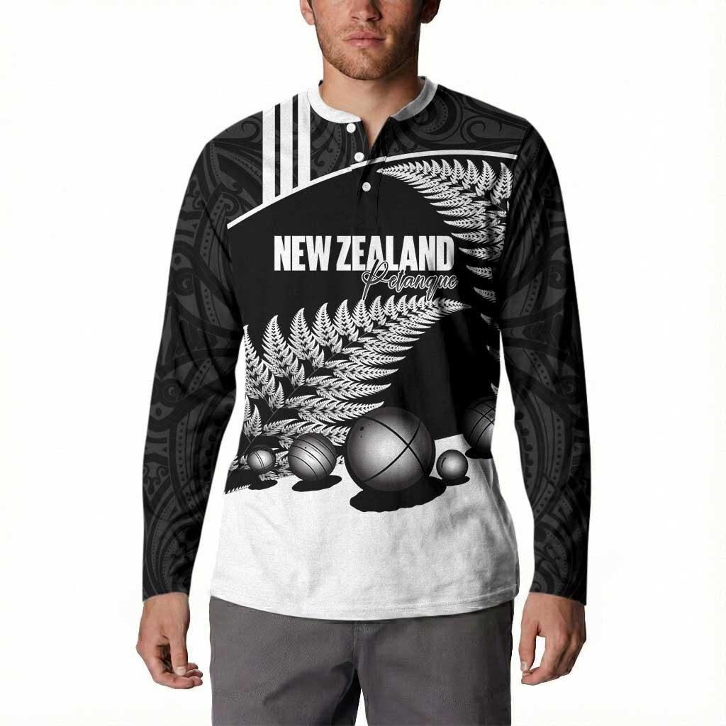 Custom New Zealand Silver Fern Petanque Button Sweatshirt Aotearoa Maori Pattern LT14 - Polynesian Pride