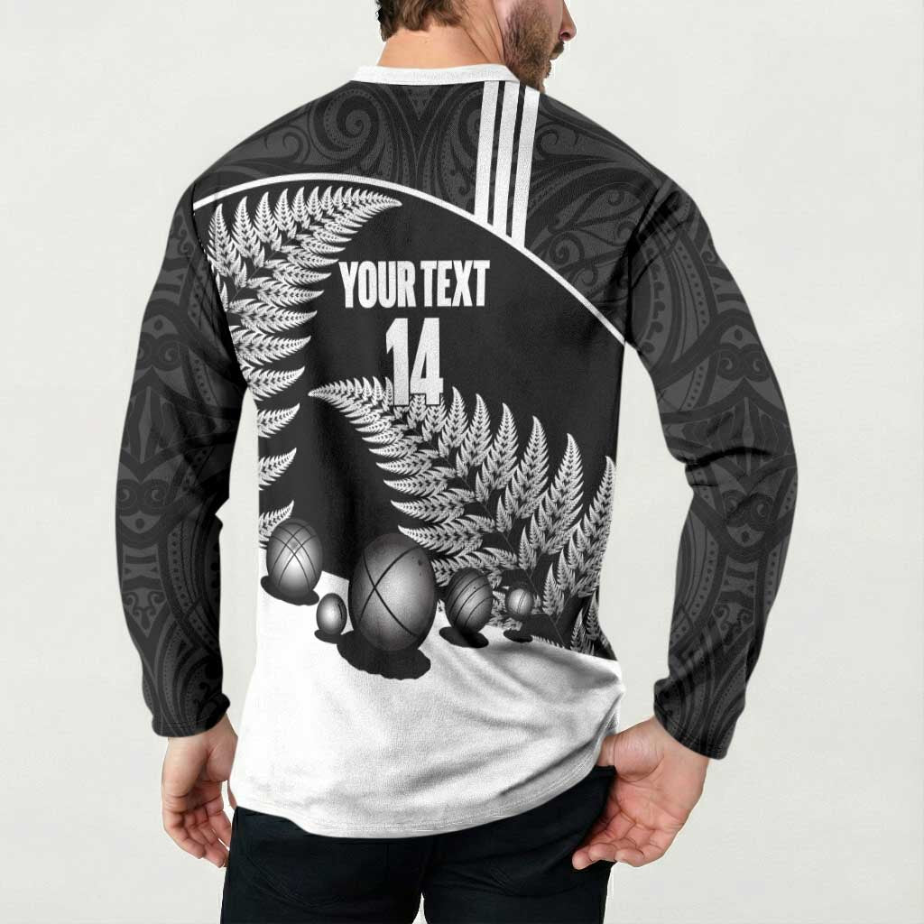 Custom New Zealand Silver Fern Petanque Button Sweatshirt Aotearoa Maori Pattern LT14 - Polynesian Pride