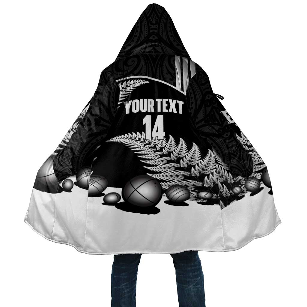 Custom New Zealand Silver Fern Petanque Cloak Aotearoa Maori Pattern LT14 Unisex Black - Polynesian Pride