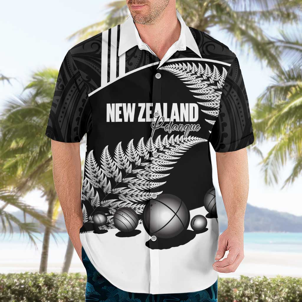 Custom New Zealand Silver Fern Petanque Hawaiian Shirt Aotearoa Maori Pattern