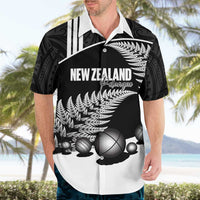 Custom New Zealand Silver Fern Petanque Hawaiian Shirt Aotearoa Maori Pattern