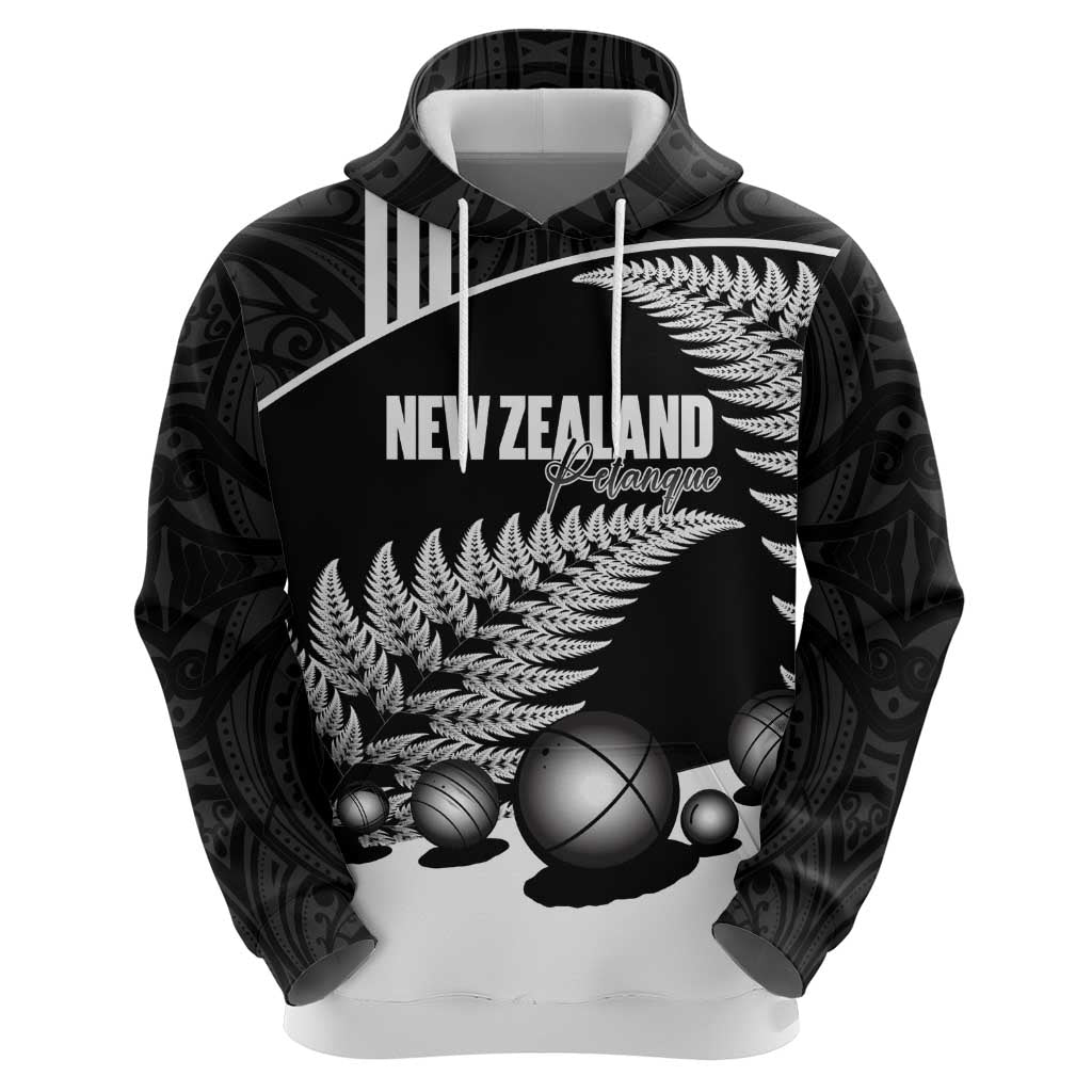Custom New Zealand Silver Fern Petanque Hoodie Aotearoa Maori Pattern LT14 - Polynesian Pride