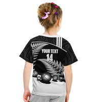 Custom New Zealand Silver Fern Petanque Kid T Shirt Aotearoa Maori Pattern LT14 - Polynesian Pride