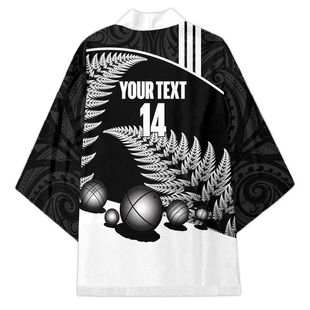 Custom New Zealand Silver Fern Petanque Kimono Aotearoa Maori Pattern LT14 - Polynesian Pride