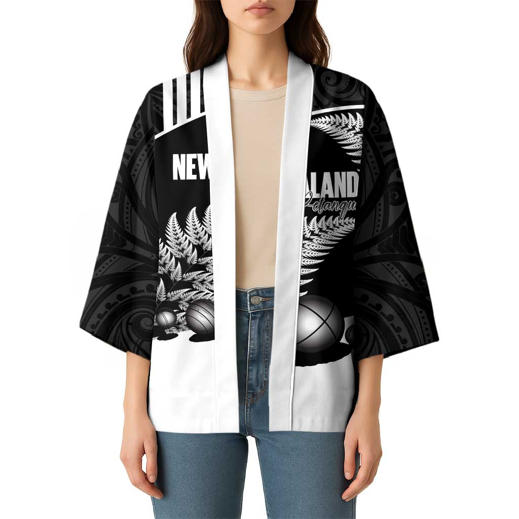 Custom New Zealand Silver Fern Petanque Kimono Aotearoa Maori Pattern LT14 - Polynesian Pride