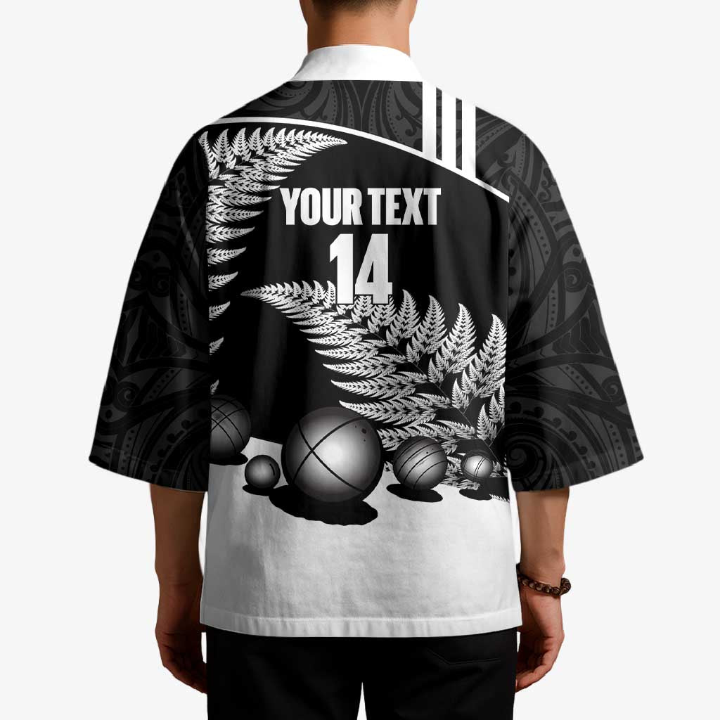 Custom New Zealand Silver Fern Petanque Kimono Aotearoa Maori Pattern LT14 - Polynesian Pride
