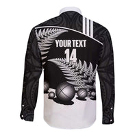 Custom New Zealand Silver Fern Petanque Long Sleeve Button Shirt Aotearoa Maori Pattern LT14 - Polynesian Pride