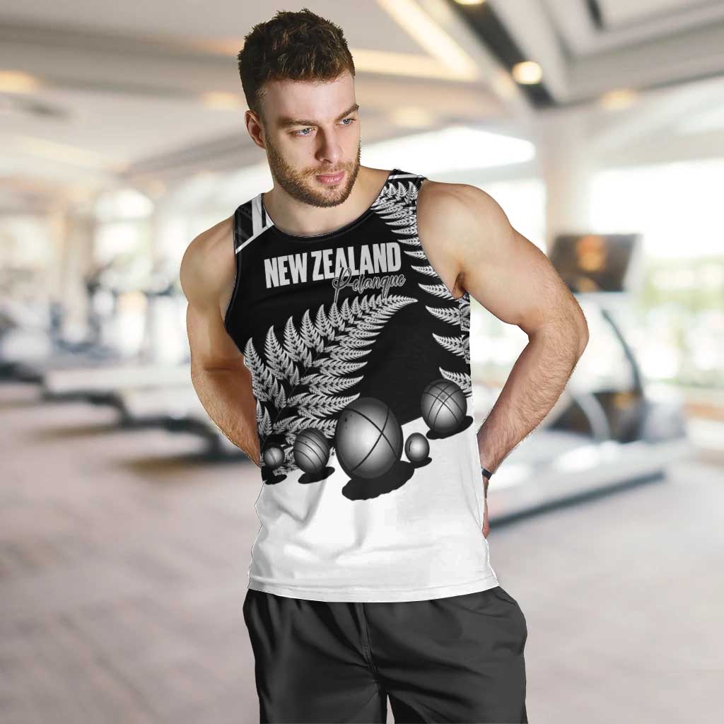 Custom New Zealand Silver Fern Petanque Men Tank Top Aotearoa Maori Pattern LT14 Black - Polynesian Pride
