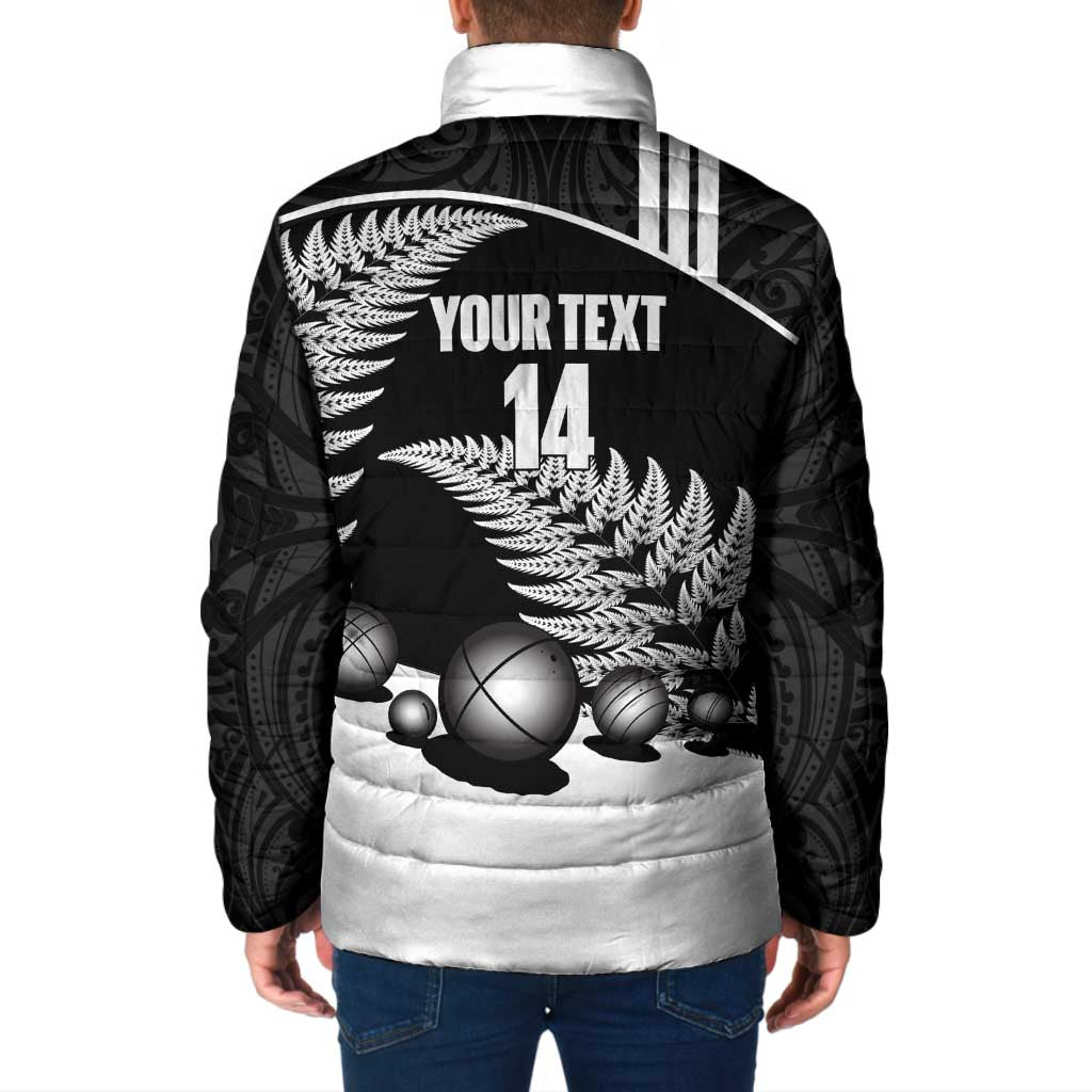 Custom New Zealand Silver Fern Petanque Padded Jacket Aotearoa Maori Pattern LT14 - Polynesian Pride