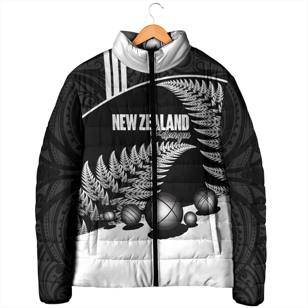 Custom New Zealand Silver Fern Petanque Padded Jacket Aotearoa Maori Pattern LT14 - Polynesian Pride