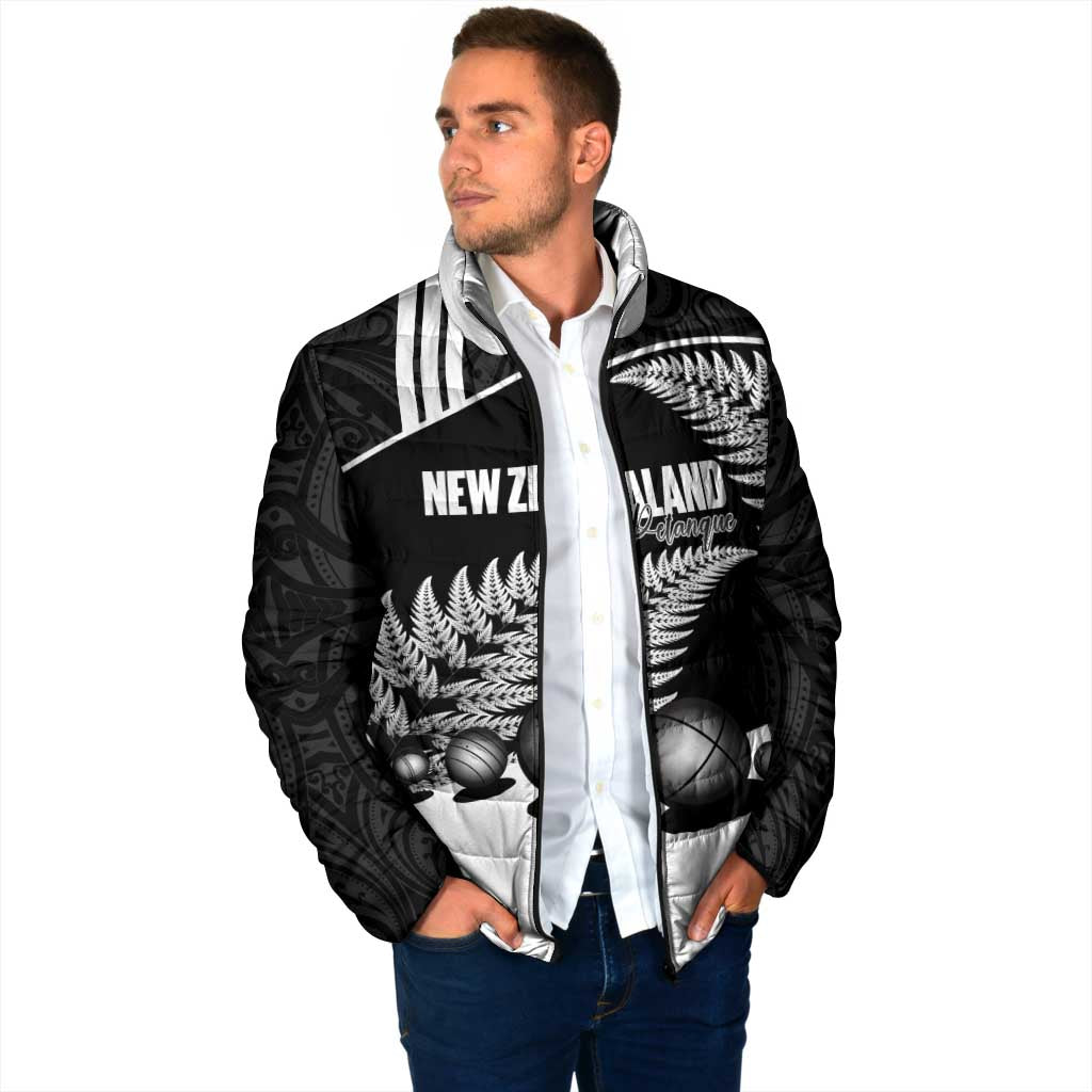 Custom New Zealand Silver Fern Petanque Padded Jacket Aotearoa Maori Pattern LT14 - Polynesian Pride