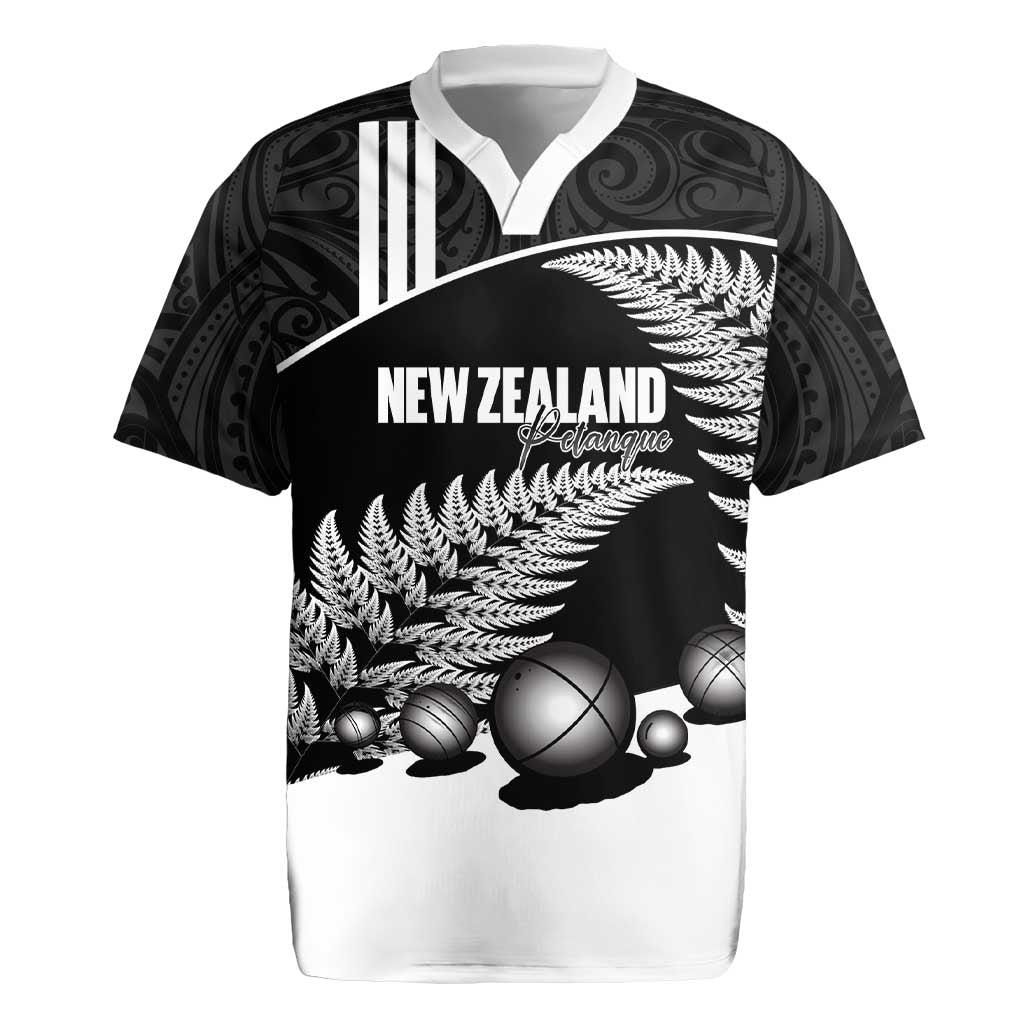 Custom New Zealand Silver Fern Petanque Rugby Jersey Aotearoa Maori Pattern