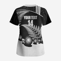 Custom New Zealand Silver Fern Petanque Scrub Top Aotearoa Maori Pattern LT14 - Polynesian Pride