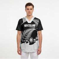Custom New Zealand Silver Fern Petanque Scrub Top Aotearoa Maori Pattern LT14 - Polynesian Pride