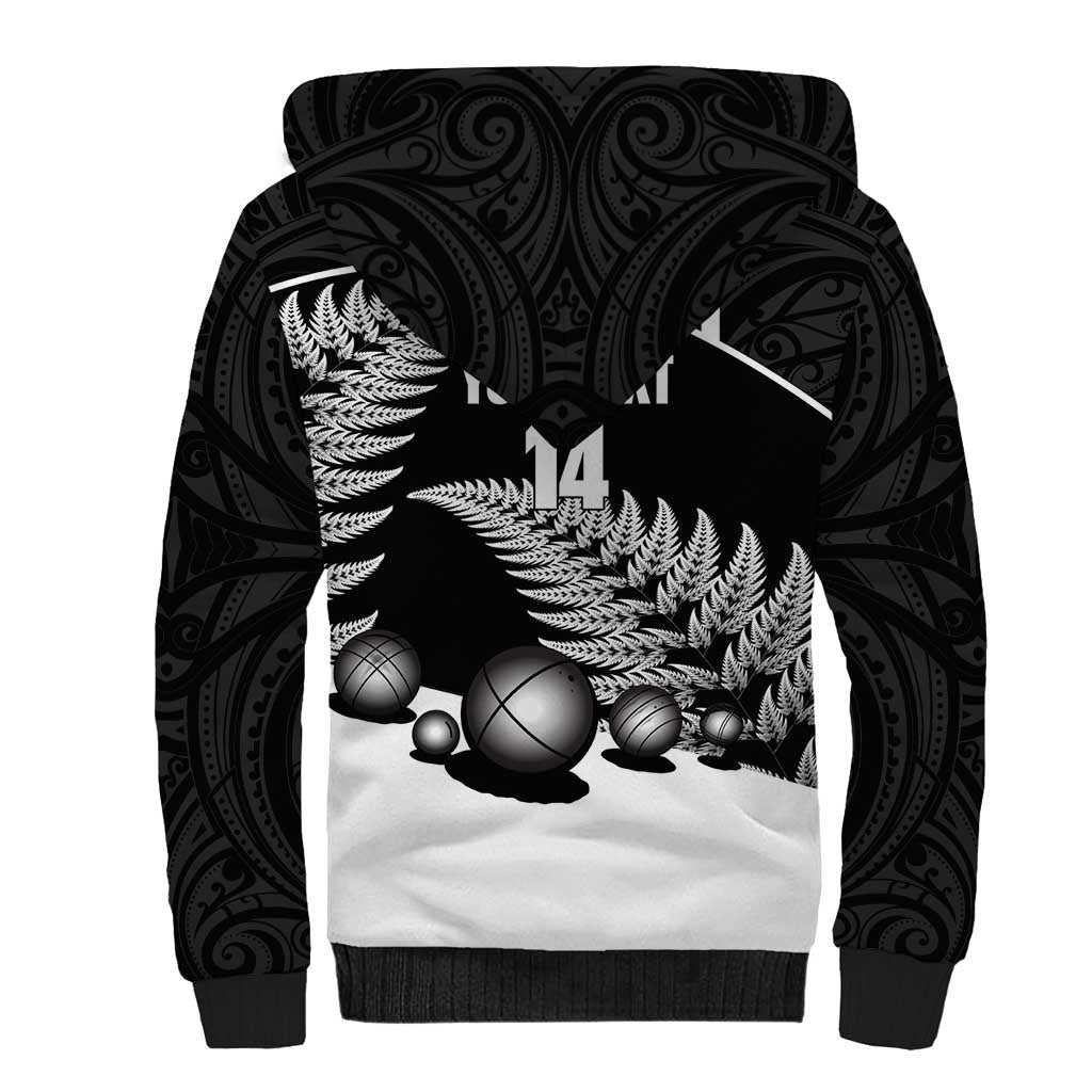 Custom New Zealand Silver Fern Petanque Sherpa Hoodie Aotearoa Maori Pattern LT14 - Polynesian Pride