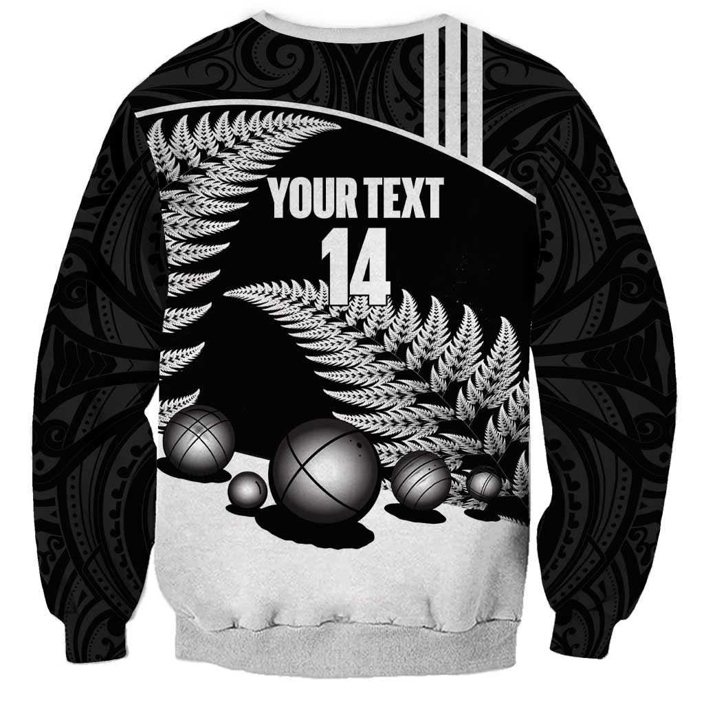 Custom New Zealand Silver Fern Petanque Sweatshirt Aotearoa Maori Pattern LT14 - Polynesian Pride