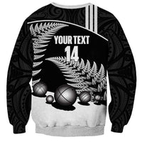 Custom New Zealand Silver Fern Petanque Sweatshirt Aotearoa Maori Pattern LT14 - Polynesian Pride