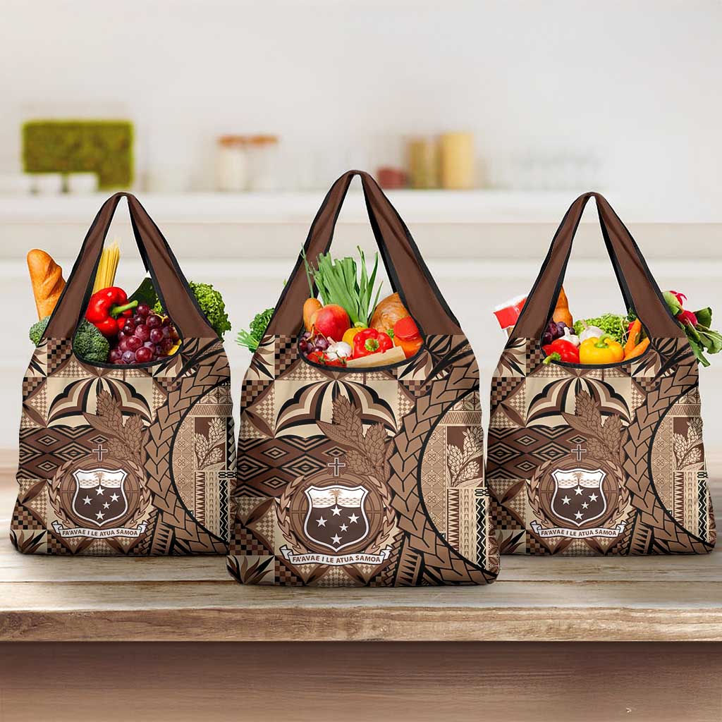 Samoa Siapo Grocery Bag Happy Independence Day Vintage Vibes LT14 3-pack One Size Brown - Polynesian Pride