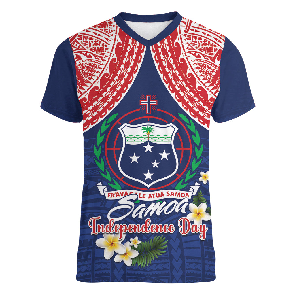 Samoan Independence Day Women V-Neck T-Shirt Manuia Le Tutoatasi O Samoa