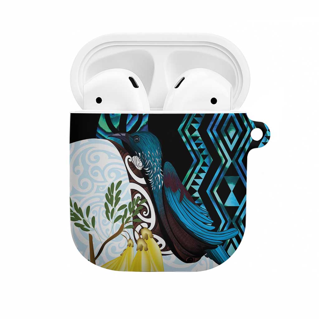 New Zealand Silver Fern Tui Bird AirPods Case Maori Kowhai Paua Shell Taniko Motifs - Polynesian Pride