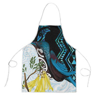 New Zealand Silver Fern Tui Bird Apron Maori Kowhai Paua Shell Taniko Motifs - Polynesian Pride