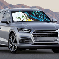 New Zealand Silver Fern Tui Bird Auto Sun Shade Maori Kowhai Paua Shell Taniko Motifs - Polynesian Pride