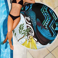 New Zealand Silver Fern Tui Bird Beach Blanket Maori Kowhai Paua Shell Taniko Motifs