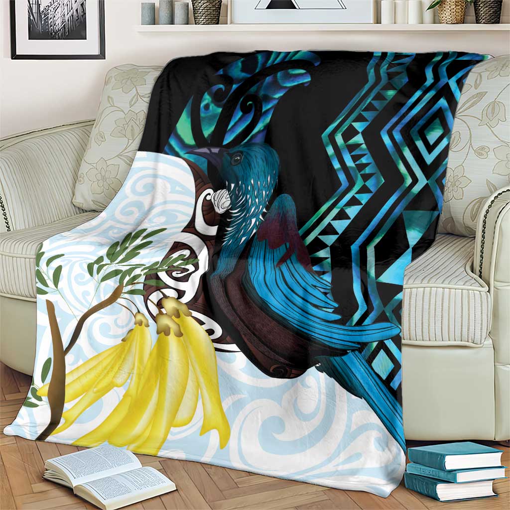 New Zealand Silver Fern Tui Bird Blanket Maori Kowhai Paua Shell Taniko Motifs