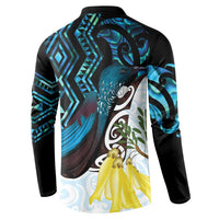 New Zealand Silver Fern Tui Bird Button Sweatshirt Maori Kowhai Paua Shell Taniko Motifs