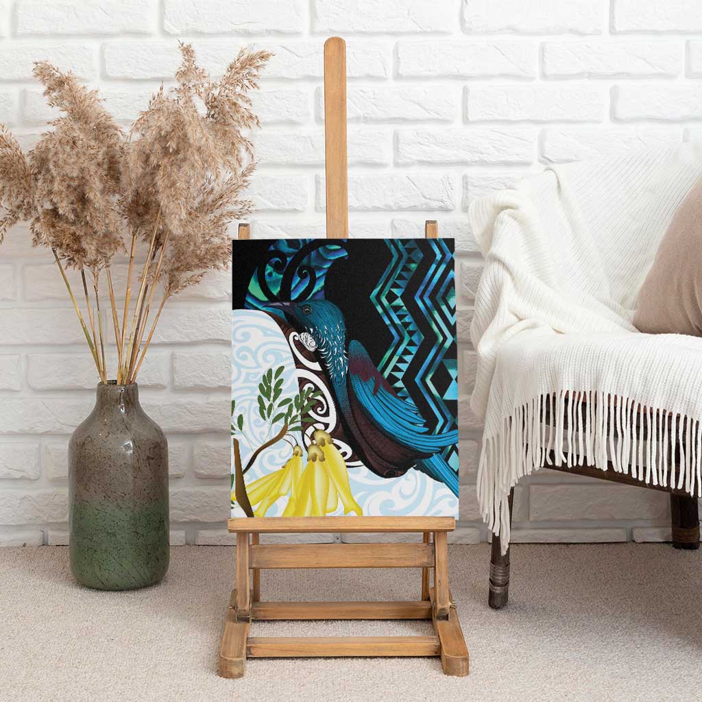 New Zealand Silver Fern Tui Bird Canvas Wall Art Maori Kowhai Paua Shell Taniko Motifs