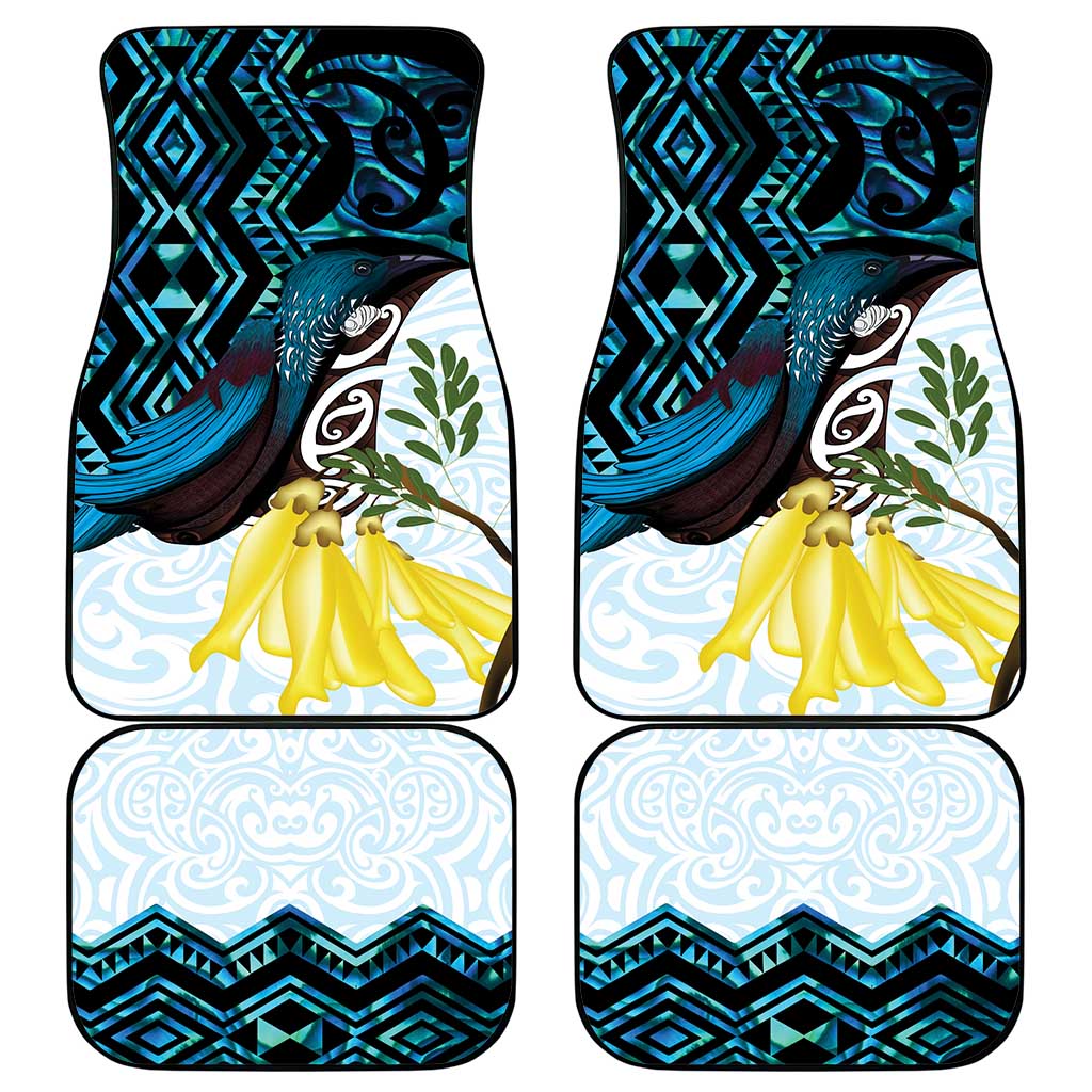 New Zealand Silver Fern Tui Bird Car Mats Maori Kowhai Paua Shell Taniko Motifs