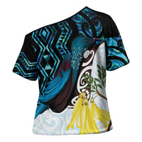 New Zealand Silver Fern Tui Bird Cross Shoulder Shirt Maori Kowhai Paua Shell Taniko Motifs - Polynesian Pride