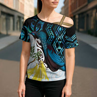 New Zealand Silver Fern Tui Bird Cross Shoulder Shirt Maori Kowhai Paua Shell Taniko Motifs - Polynesian Pride