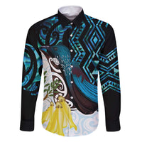 New Zealand Silver Fern Tui Bird Family Matching Off Shoulder Maxi Dress and Hawaiian Shirt Maori Kowhai Paua Shell Taniko Motifs