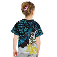 New Zealand Silver Fern Tui Bird Kid T Shirt Maori Kowhai Paua Shell Taniko Motifs