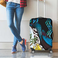 New Zealand Silver Fern Tui Bird Luggage Cover Maori Kowhai Paua Shell Taniko Motifs