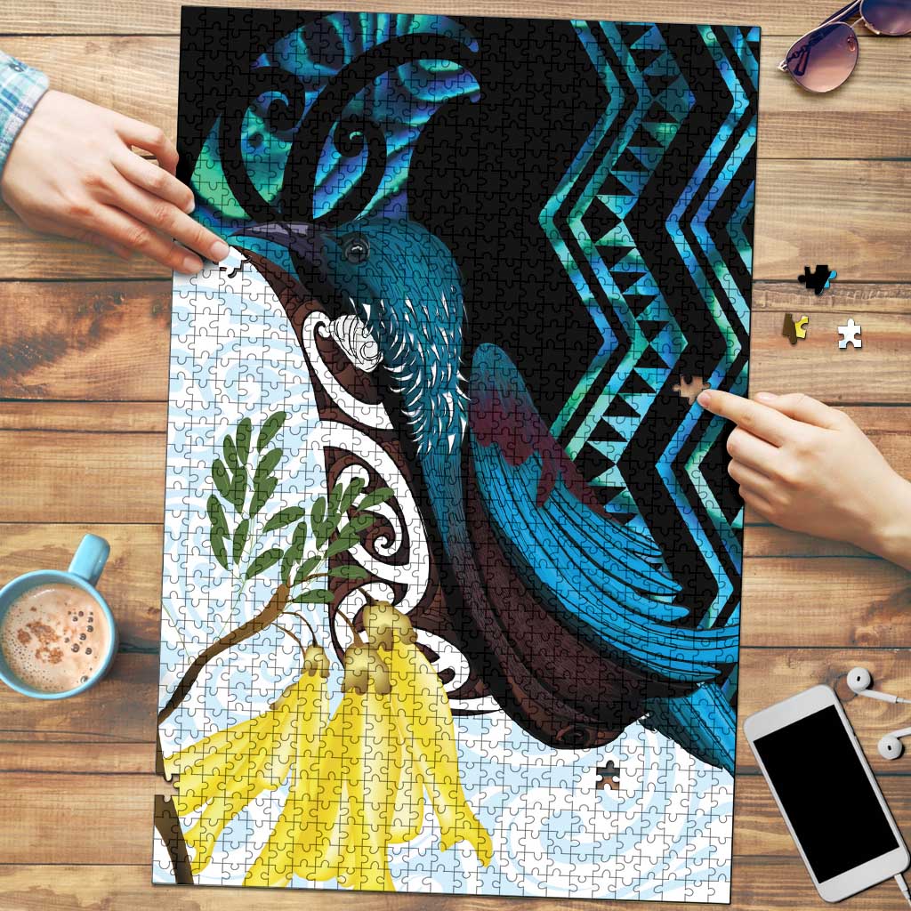 New Zealand Silver Fern Tui Bird Puzzle Maori Kowhai Paua Shell Taniko Motifs - Polynesian Pride